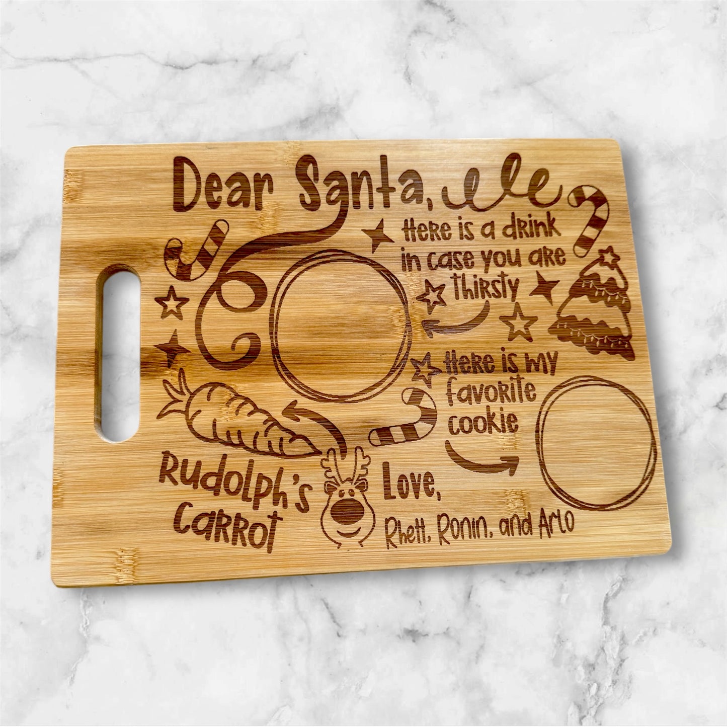 Santa's Snack Station cutting board Chopping Board Personalized Engraved