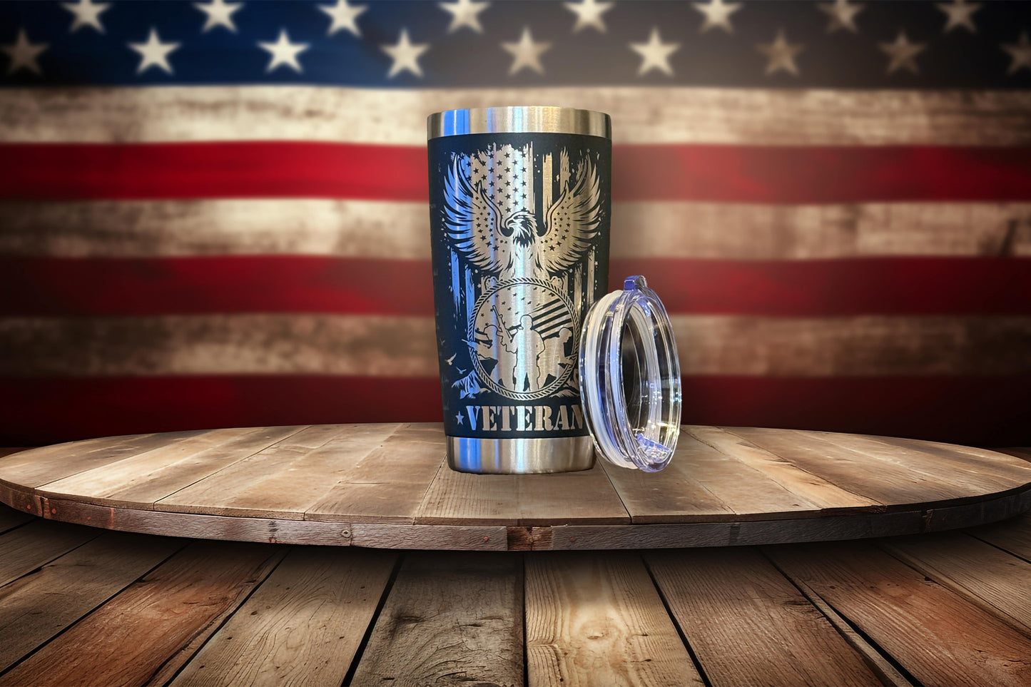 Patriot's Pledge Veteran 20oz Laser Engraved Tumbler Mug Flask Black Drinkware Cup Reuse Washable Coffee