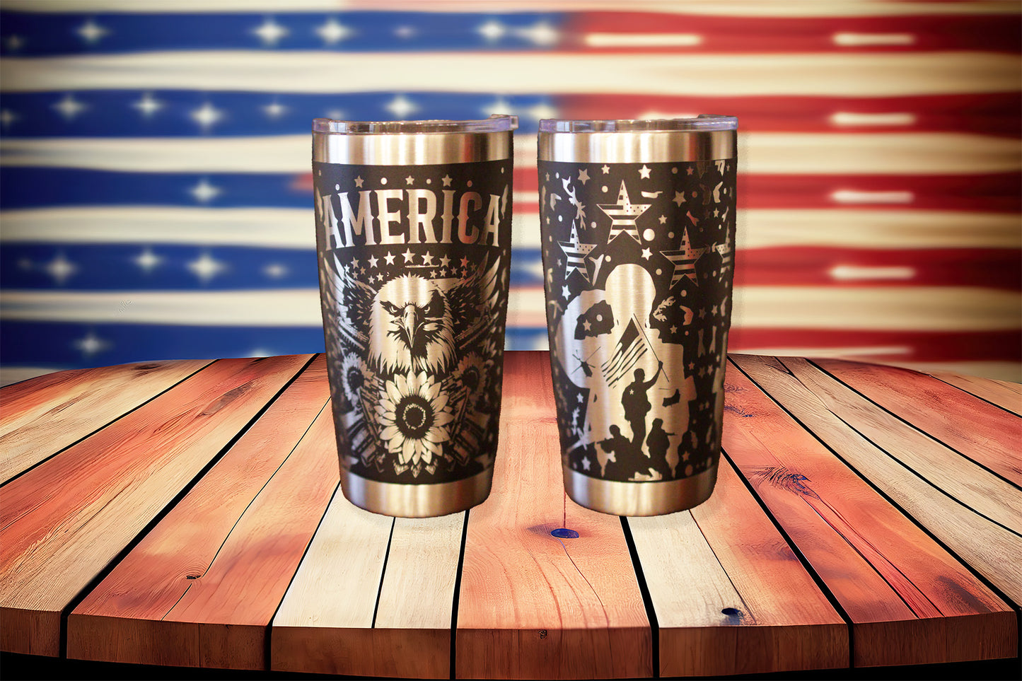 Star Spangled Eagle 20oz Engraved Mug - Patriotic Design for Coffee and Beverages - Classic
