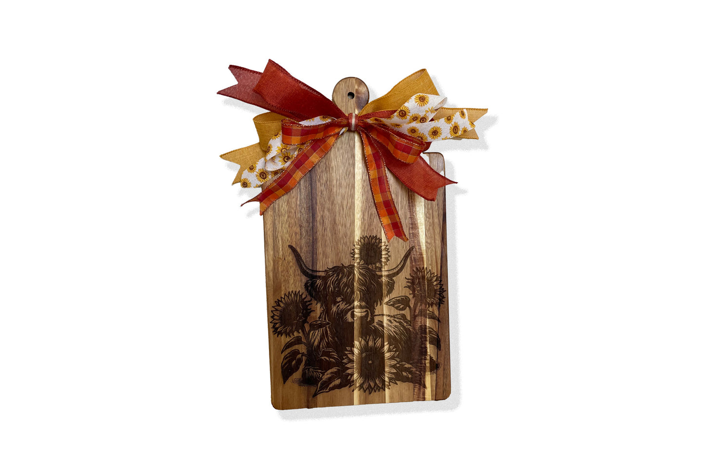 Highland Cow and Sunflower Harvest Cutting Board