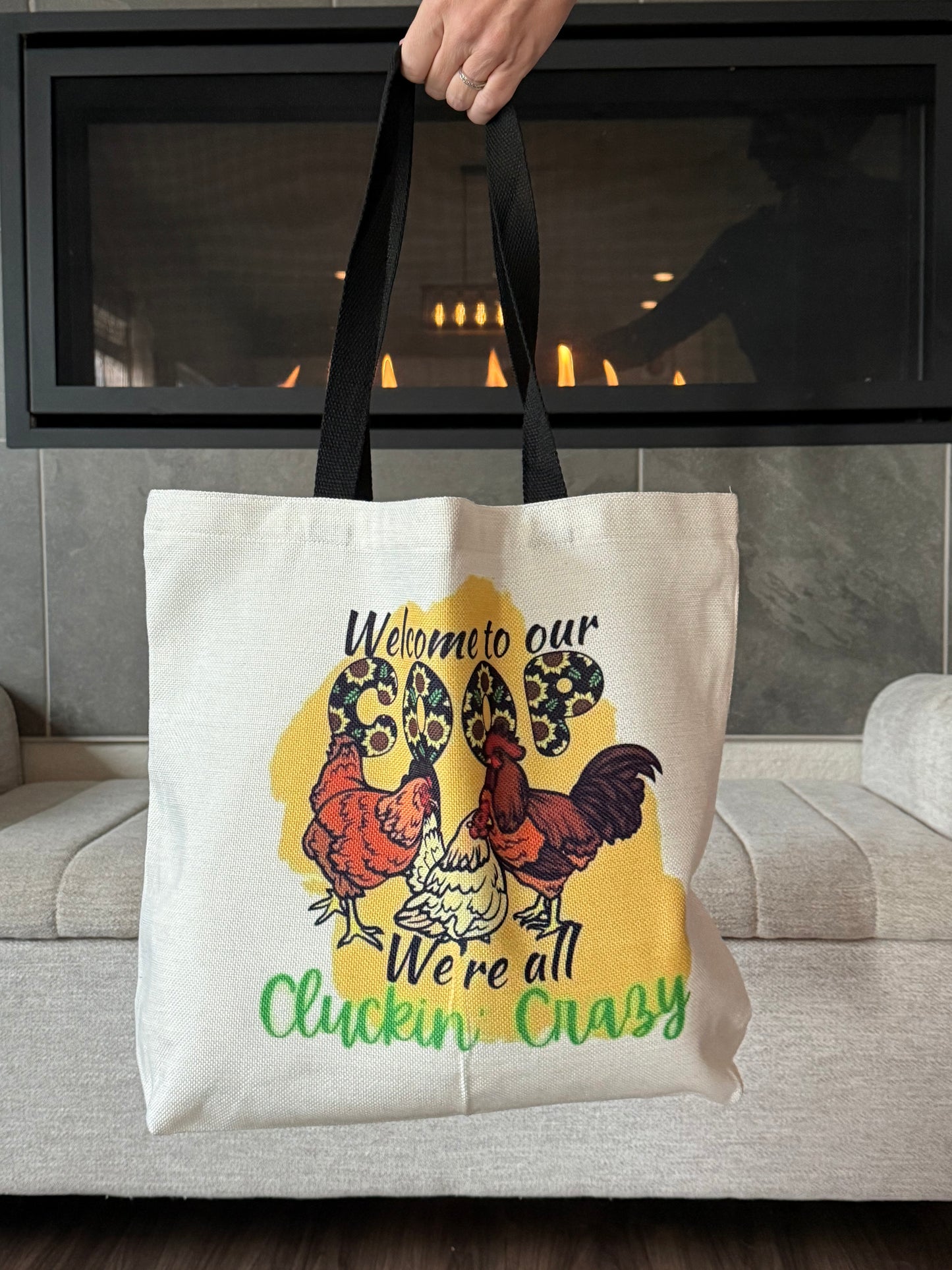 Cluckin' Crazy Chicken Coop Canvas Tote Bag for Women - Perfect for Travel and Everyday Use