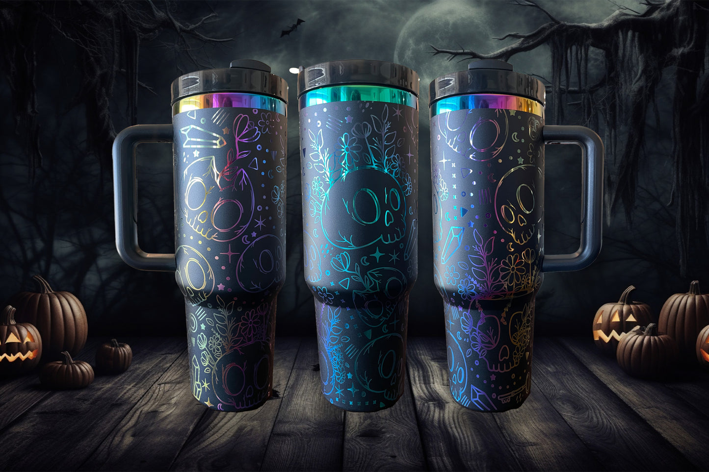 Skull Garden 40oz Engraved Tumbler Halloween Drinkware