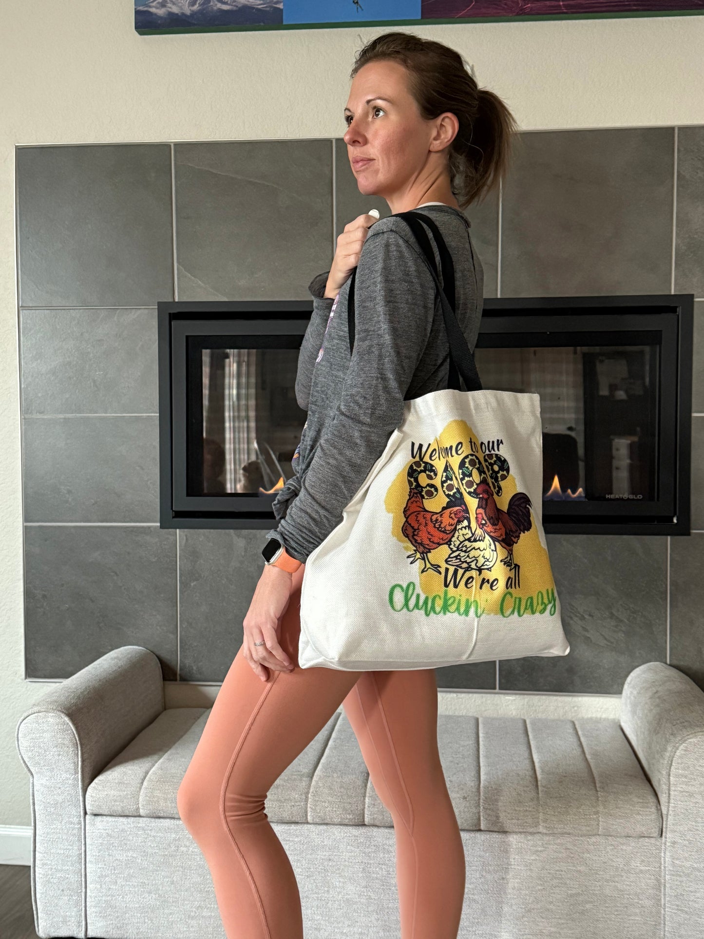 Cluckin' Crazy Chicken Coop Canvas Tote Bag for Women - Perfect for Travel and Everyday Use