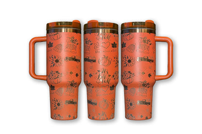 Harvest Haul Fall Pumpkin Themed 40oz Engraved Tumbler - Perfect for Your Water Bottle Needs - Water Bottles drinkware flask