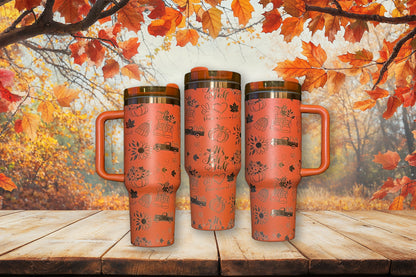 Harvest Haul Fall Pumpkin Themed 40oz Engraved Tumbler - Perfect for Your Water Bottle Needs - Water Bottles drinkware flask