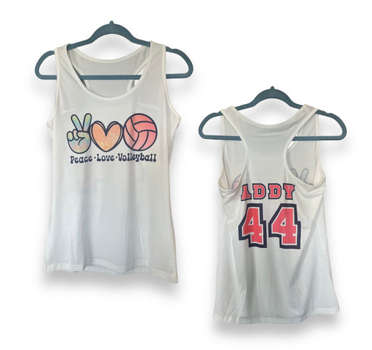 Personalized VolleyVibes: Peace, Love, Volleyball Tank