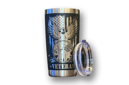 Patriot's Pledge Veteran 20oz Laser Engraved Tumbler Mug Flask Black Drinkware Cup Reuse Washable Coffee