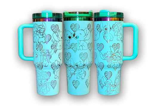 Ohana Love Laser Engraved Tumbler Drinkware Flask Water Bottle Portable Reusable Washable Cup