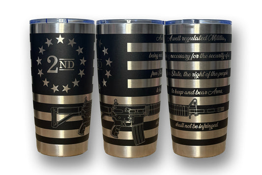 Freedom Flask Gun Lover 20oz Laser Engraved Tumbler Drinkware Mug flask