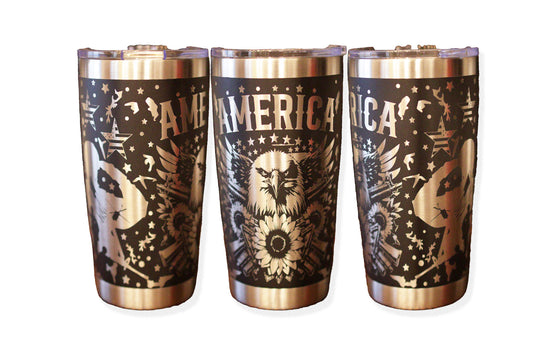 Star Spangled Eagle 20oz Engraved Mug - Patriotic Design for Coffee and Beverages - Classic